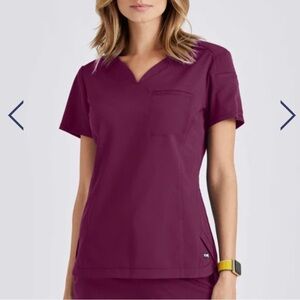 Grey’s Anatomy Barco Scrub Top Wine XXS petite